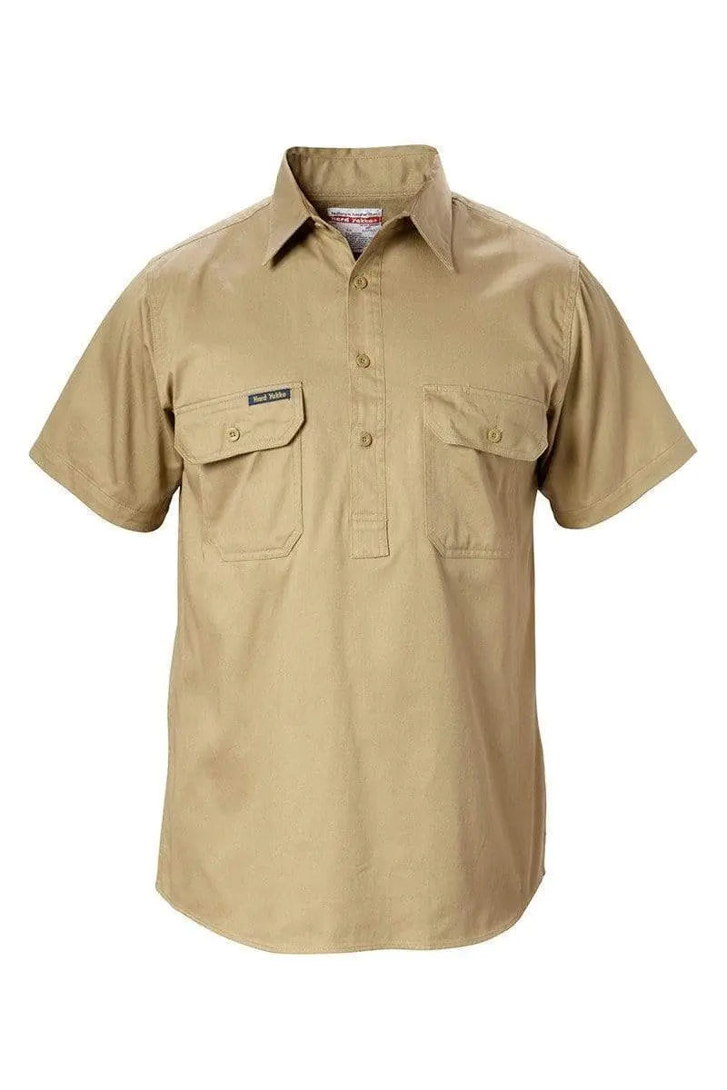 Hard Yakka Cotton Drill Shirt Closed Front Short Sleeve Y07540 Metro Workwear.